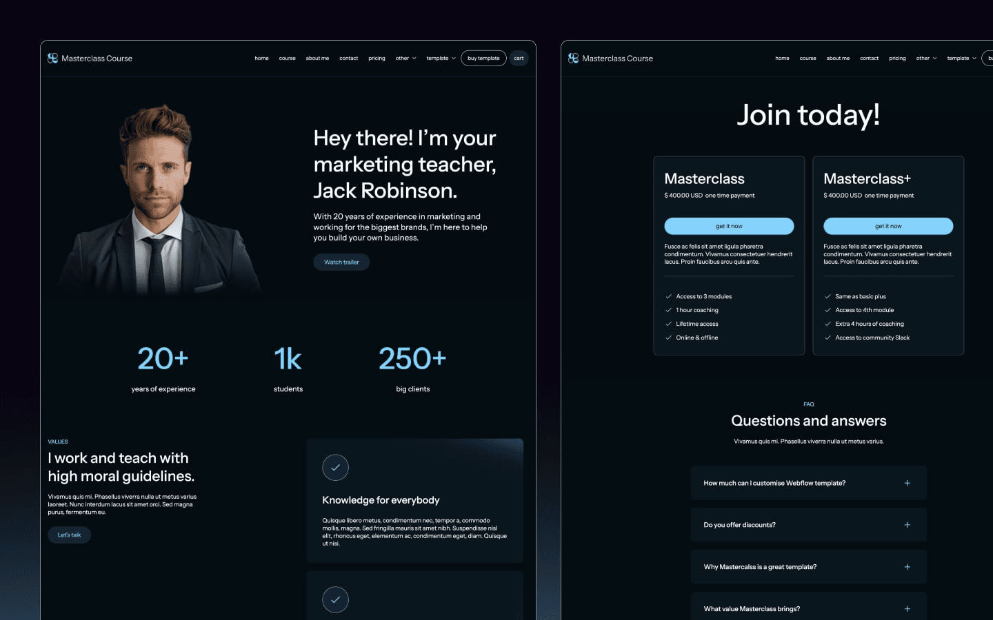 Masterclass Course - Coaching Website Template gallery image 1